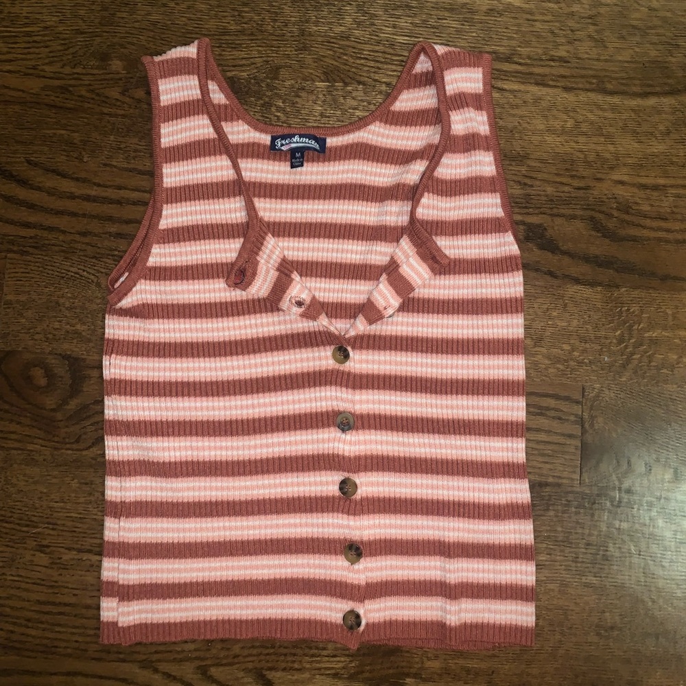 striped button down tank top
